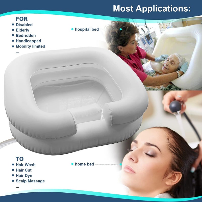 Goping Large Size Inflatable Hair Washing Basin with Built-in Head Comfort Pillow Shampoo Basin for Elderly Disabled Pregnant Injured Bedridden - Image 3